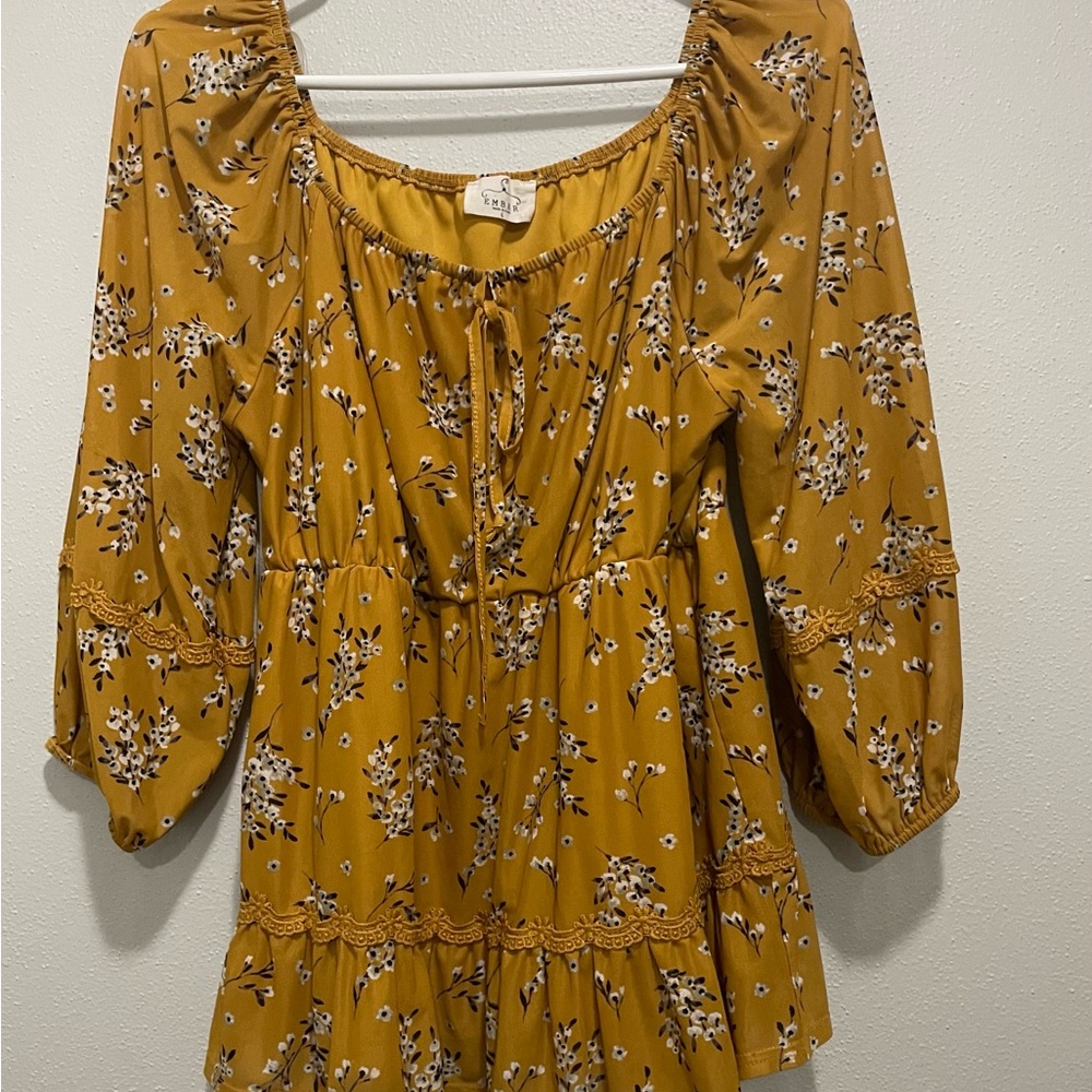 Floral Mustard Women's Top